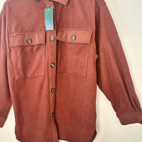 NWT Wild Fable Oversized Chocolate long sleeve collared button down size XXS - Picture 6 of 11